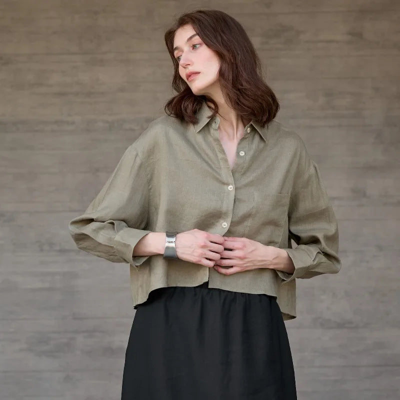 Rosamund | Women's Cropped Oversized Button-Down Shirt