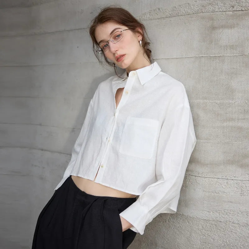 Rosamund | Women's Cropped Oversized Button-Down Shirt