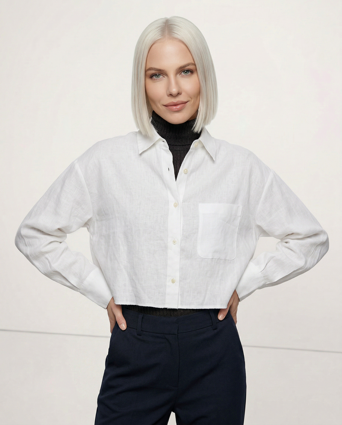 Rosamund | Women's Cropped Oversized Button-Down Shirt