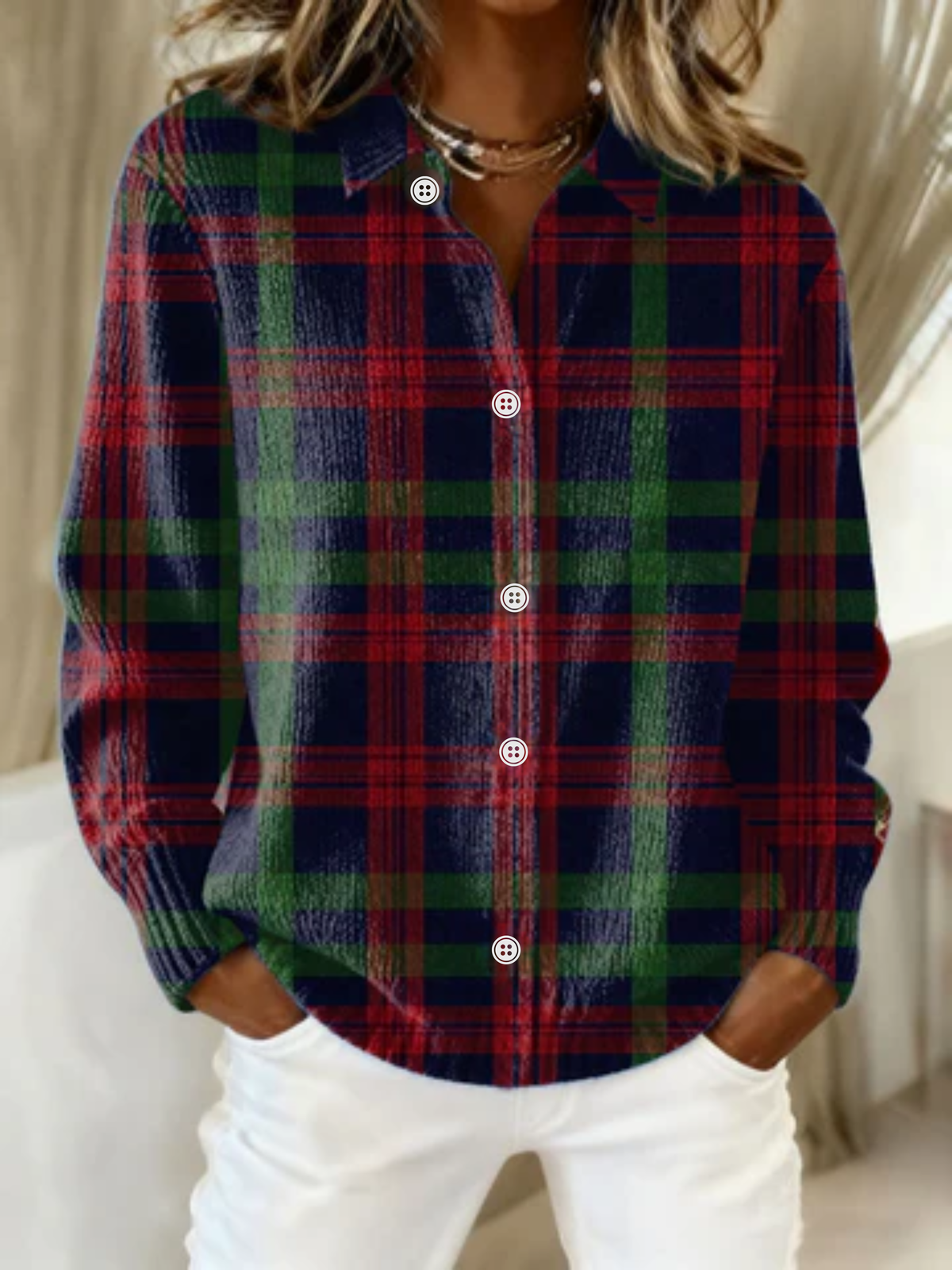 Serendipity | Women's Plaid Long Sleeve Button Down Shirt