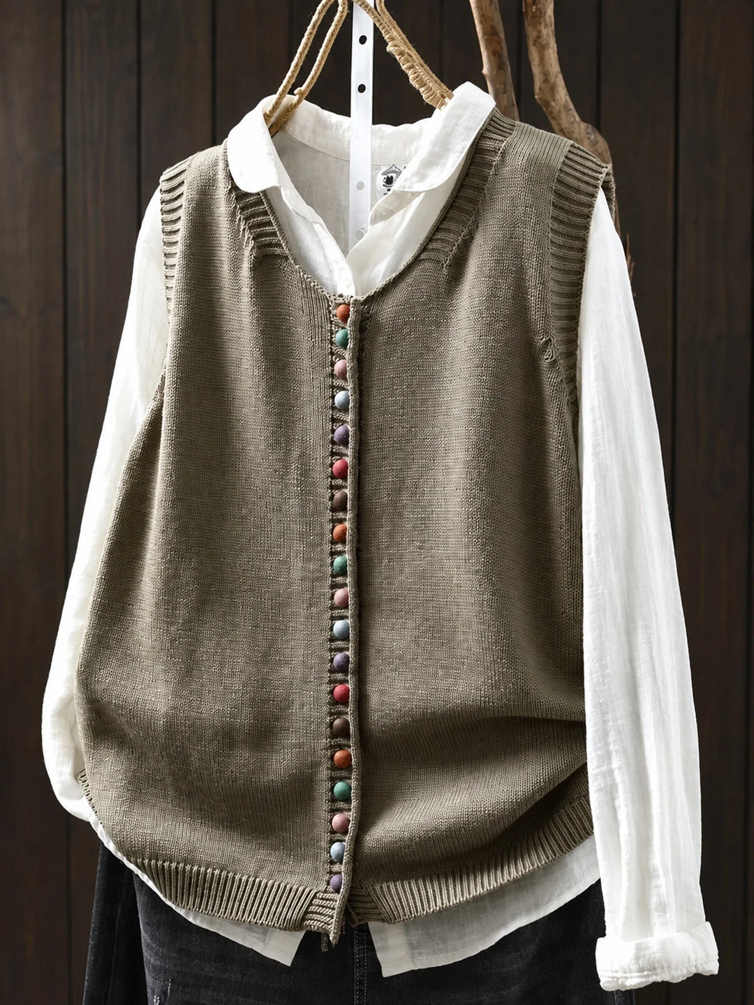 Gloria | Elegant Everyday Knit Vest - Khaki