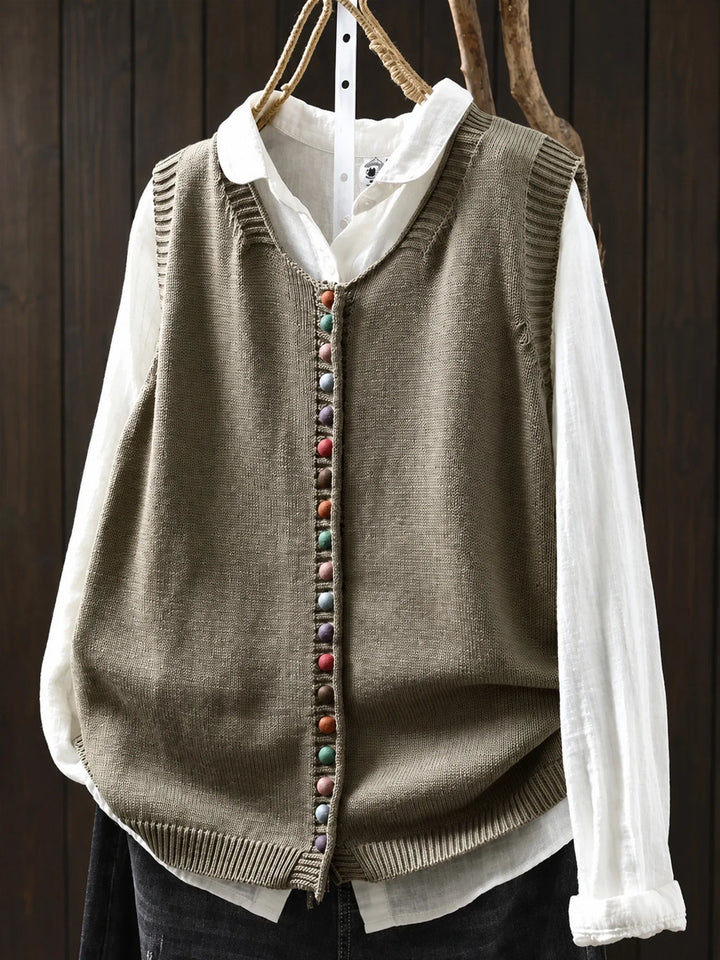 Gloria | Elegant Everyday Knit Vest - Khaki