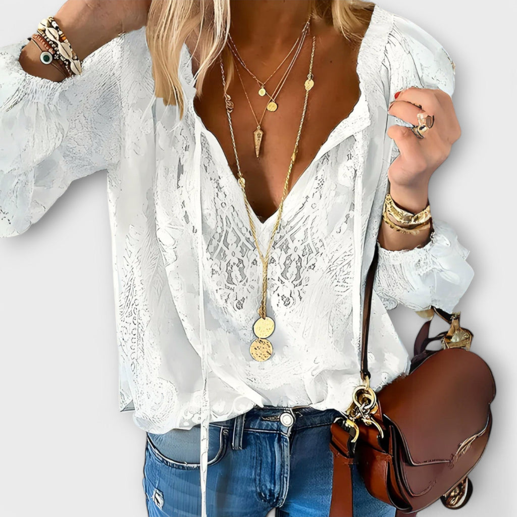 Sienna | Women's V-Neck Long Sleeve Boho Blouse