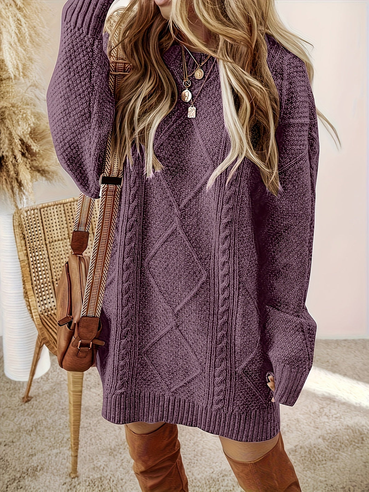 Solara | Women's Cable-Knit Sweater Dress