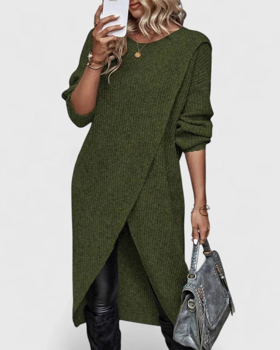 Solvaine | Women's Long-Sleeve Knit Sweater Dress