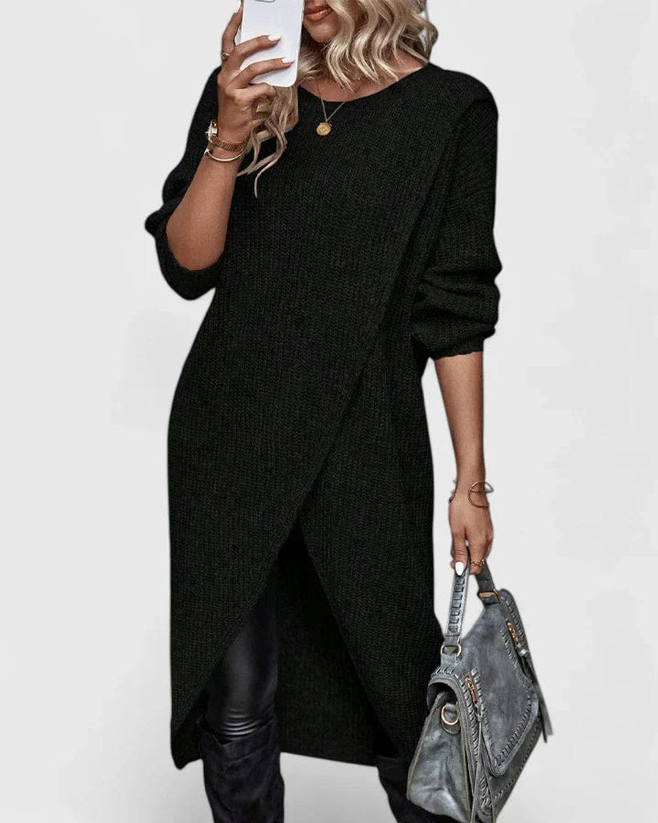 Solvaine | Women's Long-Sleeve Knit Sweater Dress
