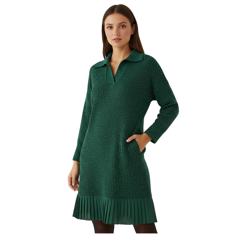 Tivella | Women's Knit Sweater Dress with Pleated Hem