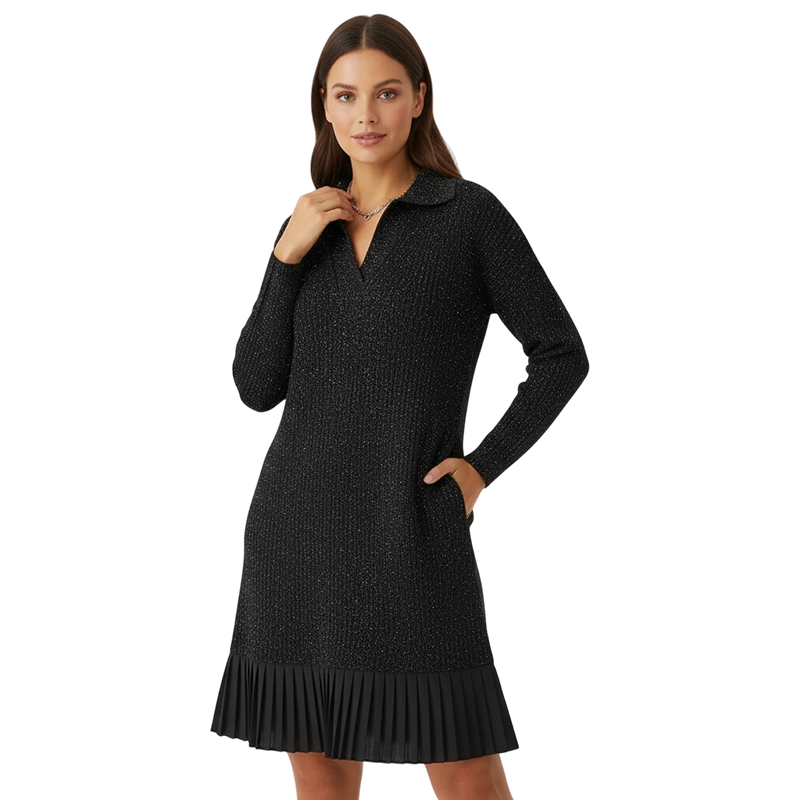 Tivella | Women's Knit Sweater Dress with Pleated Hem