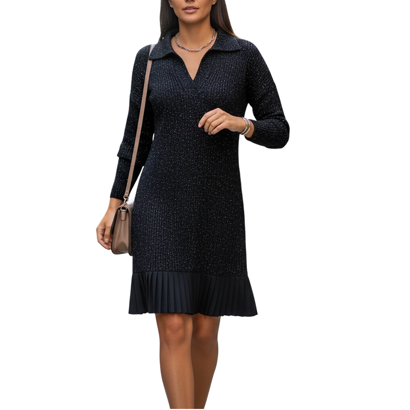 Tivella | Women's Knit Sweater Dress with Pleated Hem