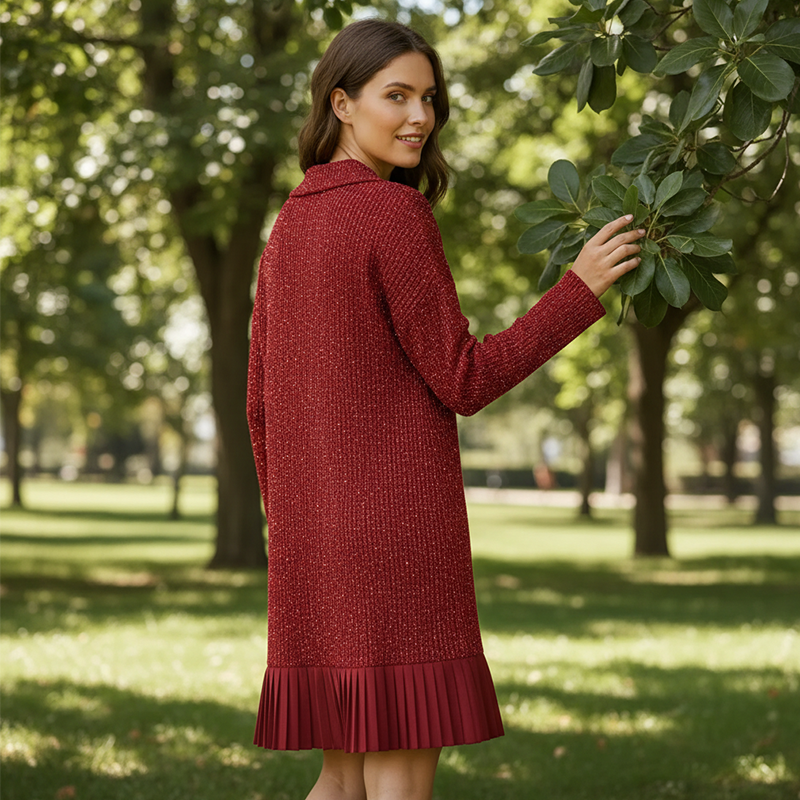 Tivella | Women's Knit Sweater Dress with Pleated Hem