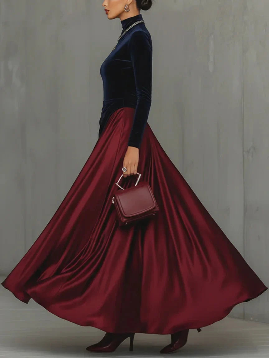 Viviane - Two-Tone Velvet Maxi Dress