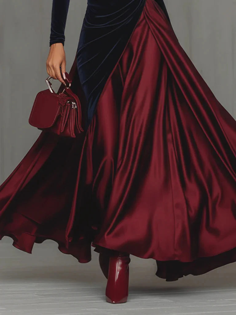 Viviane - Two-Tone Velvet Maxi Dress