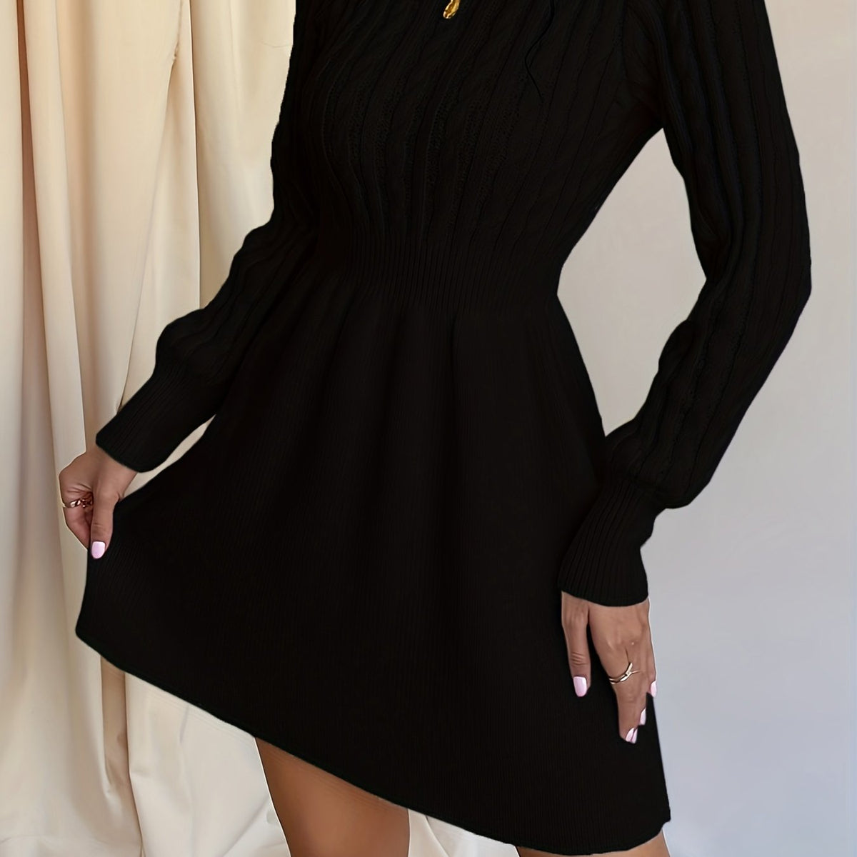 Velda | Women's Cable Knit Sweater Dress Mini A-Line