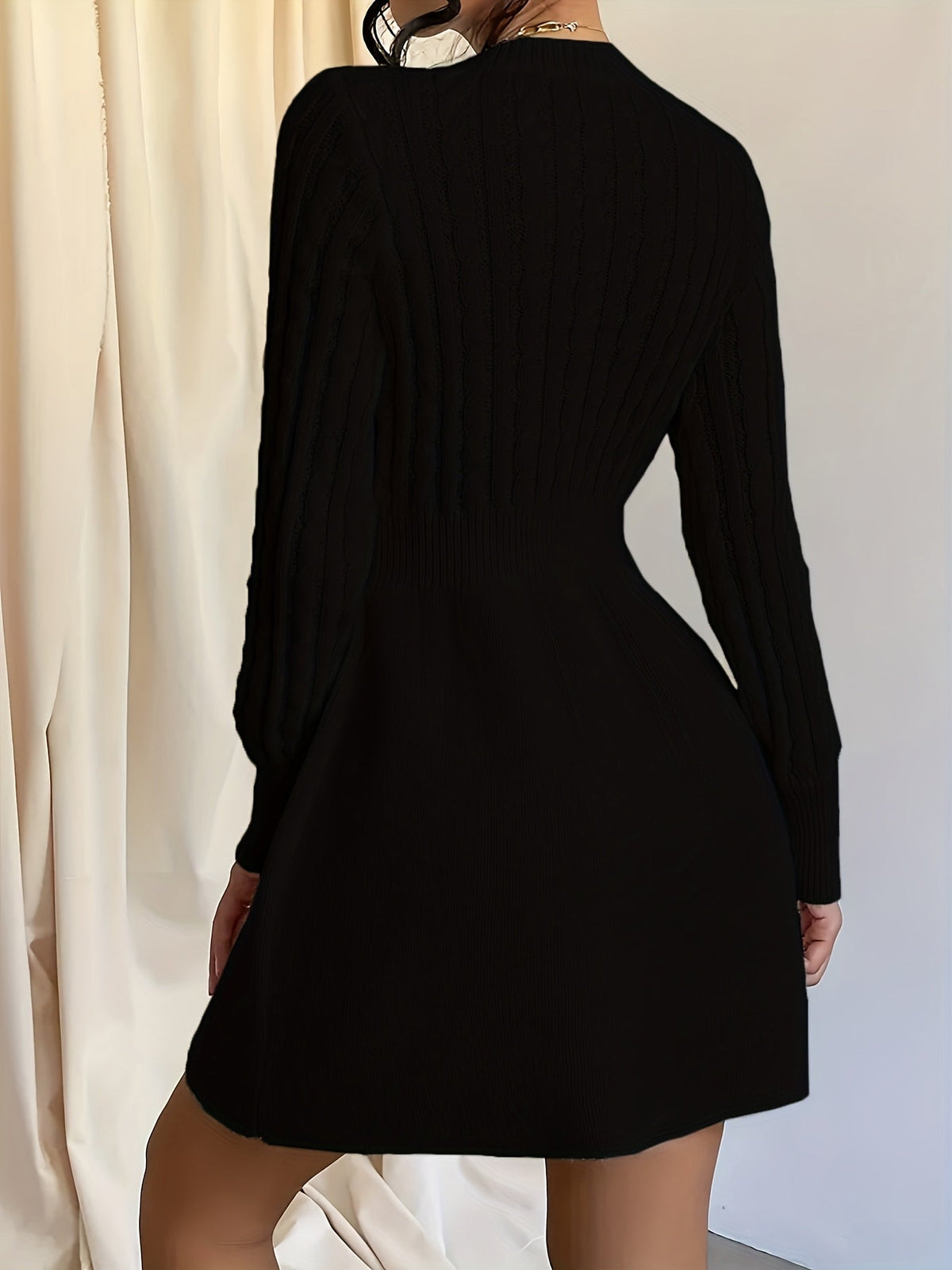 Velda | Women's Cable Knit Sweater Dress Mini A-Line