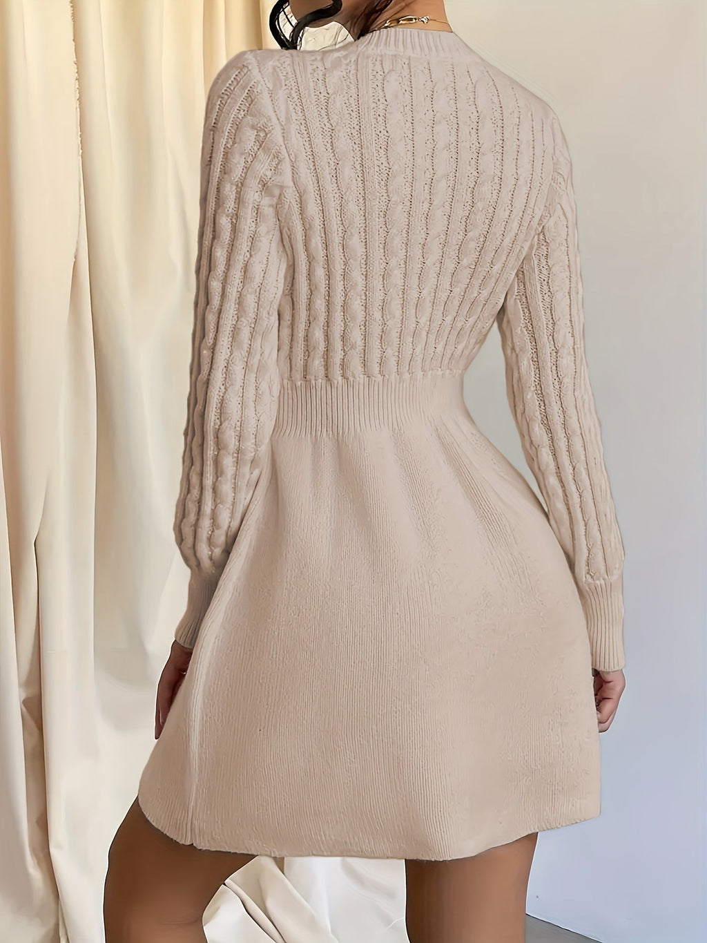 Velda | Women's Cable Knit Sweater Dress Mini A-Line