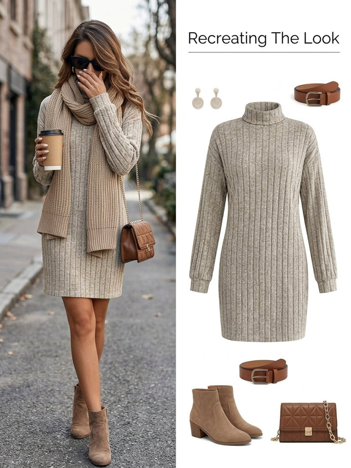 Veradne | Women's Ribbed Sweater Dress