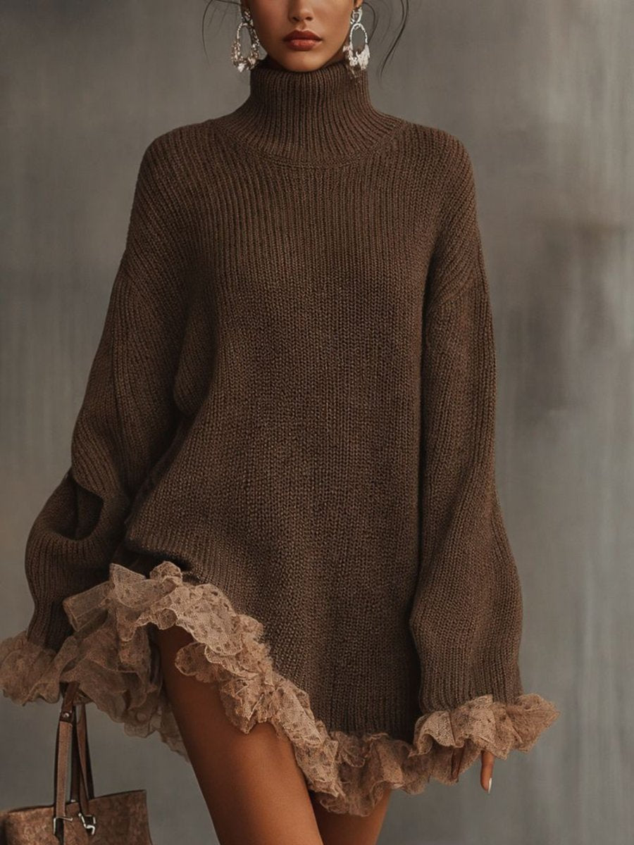 Vexlyn | Women's Oversized Turtleneck Sweater Dress