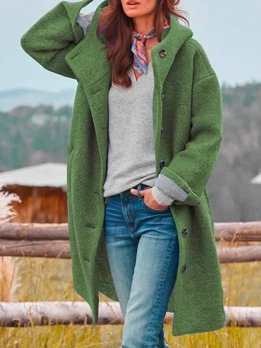 Sheila | Longline Hooded Button-Front Coat