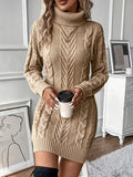 Dagny | Women's Cable Knit Turtleneck Sweater Dress